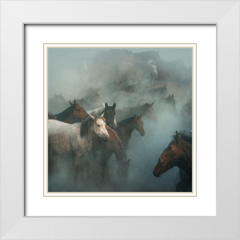 Lost Horses White Modern Wood Framed Art Print with Double Matting by Taskin, Huseyin