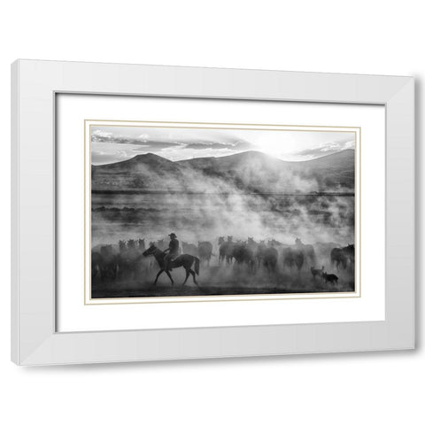 Rider on the roll White Modern Wood Framed Art Print with Double Matting by Aumitcanan