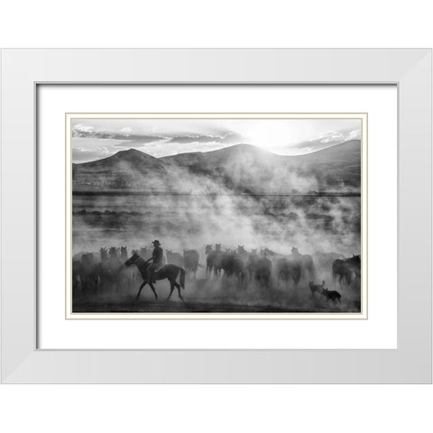 Rider on the roll White Modern Wood Framed Art Print with Double Matting by Aumitcanan