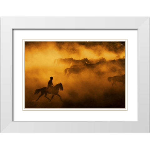 Cowboy White Modern Wood Framed Art Print with Double Matting by Tunc, Feyzullah