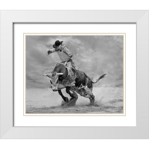 Ram Rodeo White Modern Wood Framed Art Print with Double Matting by Wang, Yun