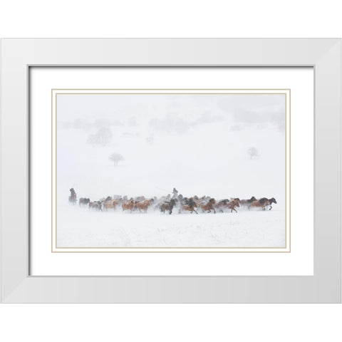 Winter Pastures White Modern Wood Framed Art Print with Double Matting by Xu, Tony