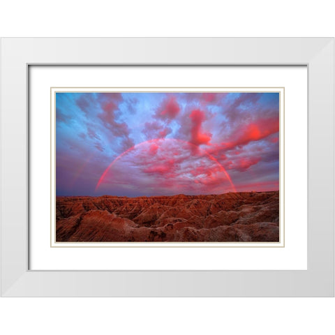 Symphany over Badlands White Modern Wood Framed Art Print with Double Matting by Fan, John