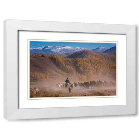 Road dust White Modern Wood Framed Art Print with Double Matting by Rosenfeld, Haim