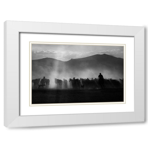 Cowboy White Modern Wood Framed Art Print with Double Matting by Basa, Emine