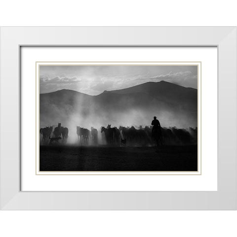 Cowboy White Modern Wood Framed Art Print with Double Matting by Basa, Emine