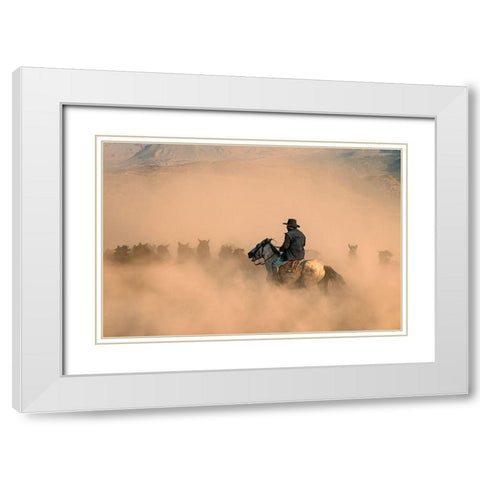 Cowboy White Modern Wood Framed Art Print with Double Matting by Bilgin, Zuhdu