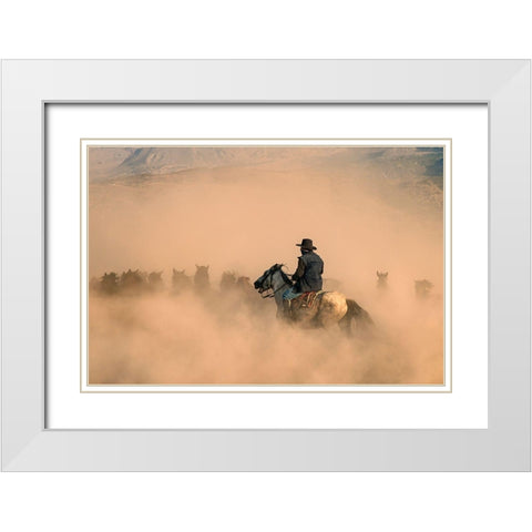 Cowboy White Modern Wood Framed Art Print with Double Matting by Bilgin, Zuhdu