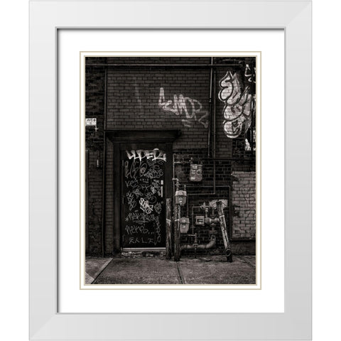 Alleyway Pipes No 4 White Modern Wood Framed Art Print with Double Matting by Carson, Brian