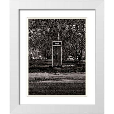 Phone Booth No 14 White Modern Wood Framed Art Print with Double Matting by Carson, Brian