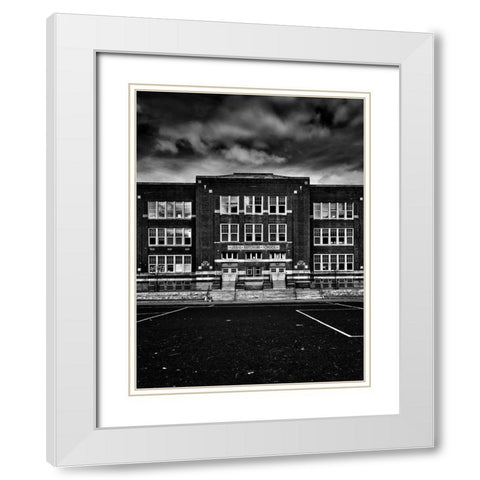 School Daze No 3 White Modern Wood Framed Art Print with Double Matting by Carson, Brian