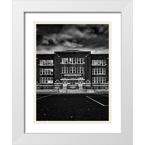 School Daze No 3 White Modern Wood Framed Art Print with Double Matting by Carson, Brian