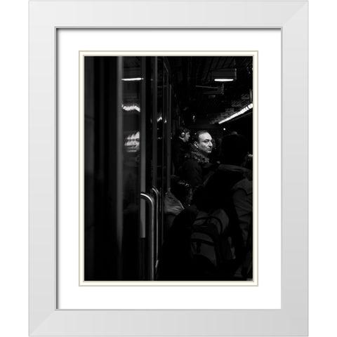 Toronto Subway Reflection White Modern Wood Framed Art Print with Double Matting by Carson, Brian
