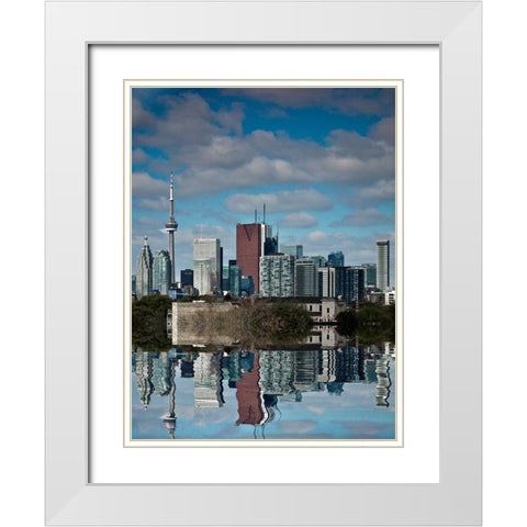 Toronto Skyline Reflection White Modern Wood Framed Art Print with Double Matting by Carson, Brian