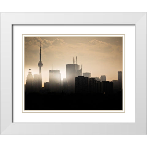 Toronto Skyline Sunset White Modern Wood Framed Art Print with Double Matting by Carson, Brian