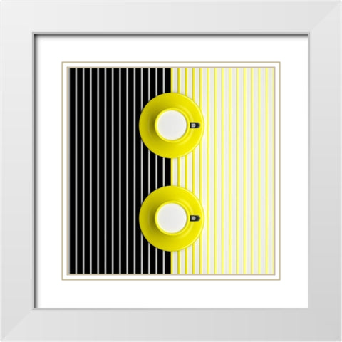 Mugs Pattern White Modern Wood Framed Art Print with Double Matting by Bunjamin (Abe), Antonyus