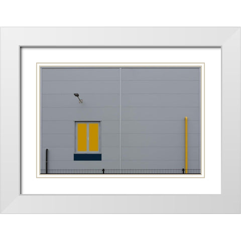 Yellow Window White Modern Wood Framed Art Print with Double Matting by Niezen, Jan
