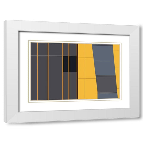Yellow in Abstract White Modern Wood Framed Art Print with Double Matting by Niezen, Jan