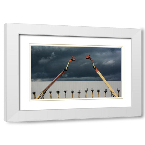 Aerial platforms White Modern Wood Framed Art Print with Double Matting by Joosten, Lus