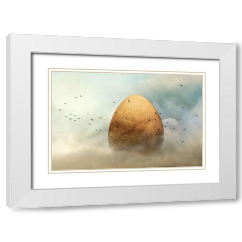 genesis White Modern Wood Framed Art Print with Double Matting by Flour, Piet