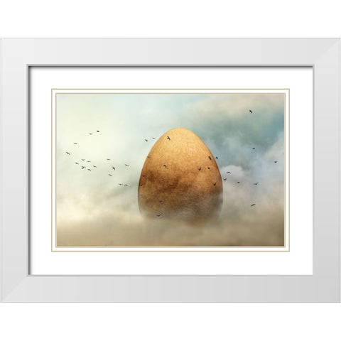 genesis White Modern Wood Framed Art Print with Double Matting by Flour, Piet