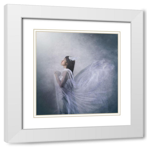 pray of angel White Modern Wood Framed Art Print with Double Matting by Ryanholy