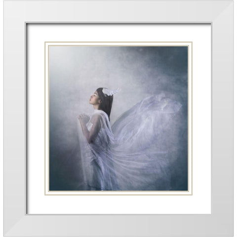pray of angel White Modern Wood Framed Art Print with Double Matting by Ryanholy