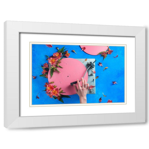 Spring Record White Modern Wood Framed Art Print with Double Matting by Belenko, Dina