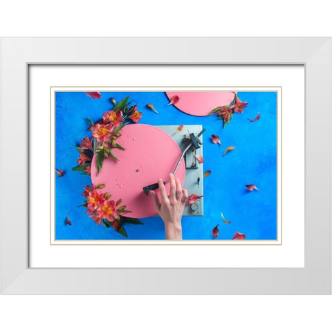 Spring Record White Modern Wood Framed Art Print with Double Matting by Belenko, Dina