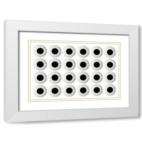 Cups White Modern Wood Framed Art Print with Double Matting by Eisele, Stefan