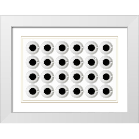 Cups White Modern Wood Framed Art Print with Double Matting by Eisele, Stefan