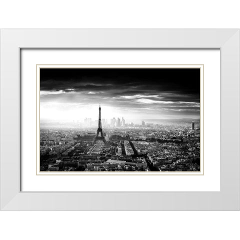 Paris White Modern Wood Framed Art Print with Double Matting by Marx, Jaco