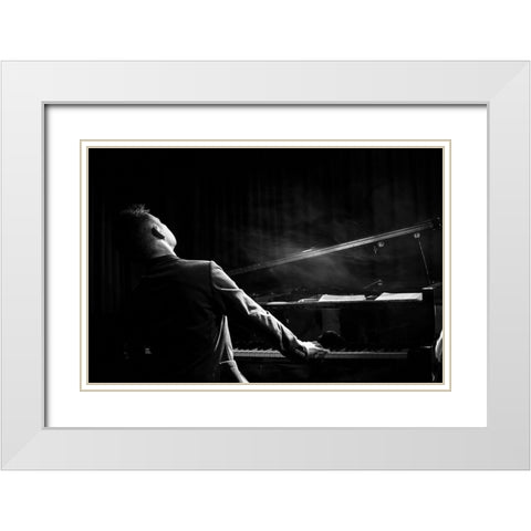 Pianist White Modern Wood Framed Art Print with Double Matting by P., Laura