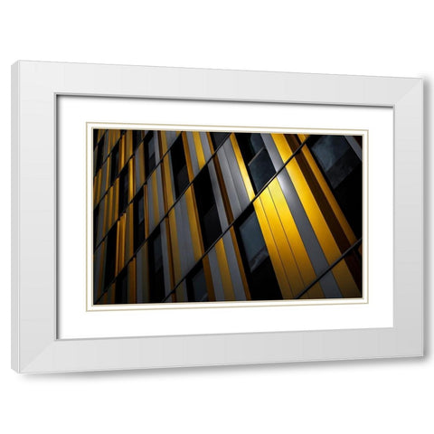 Yellow wall White Modern Wood Framed Art Print with Double Matting by Claes, Gilbert