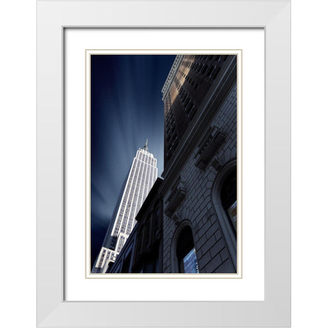 Skyscraper White Modern Wood Framed Art Print with Double Matting by Del Grosso, Sebastien