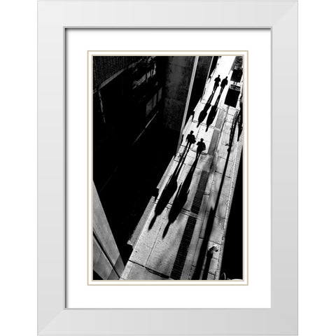 Queen Street White Modern Wood Framed Art Print with Double Matting by Wang, Jian