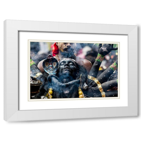 Black Kaali White Modern Wood Framed Art Print with Double Matting by Subramanian, Elangovan
