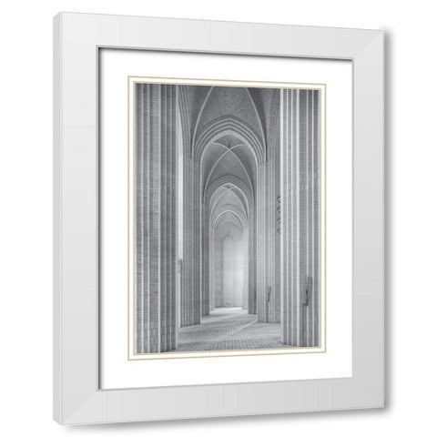 Grundtvigs Kirke White Modern Wood Framed Art Print with Double Matting by Fleckenstein, Martin