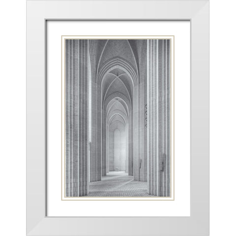 Grundtvigs Kirke White Modern Wood Framed Art Print with Double Matting by Fleckenstein, Martin