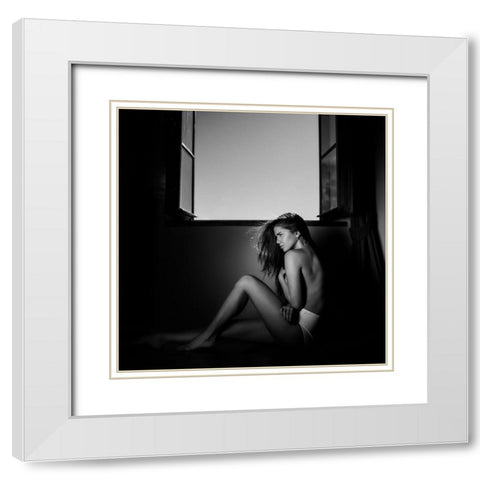 Sensual Bedroom White Modern Wood Framed Art Print with Double Matting by Krystynek Mqep, Martin