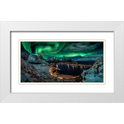 Chasing the Northern Lights White Modern Wood Framed Art Print with Double Matting by De La, Javier