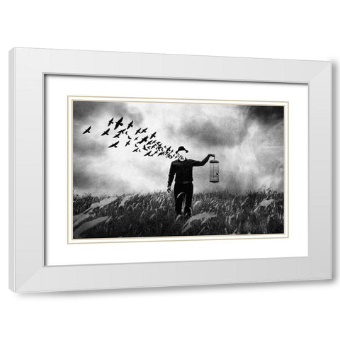 Freedom White Modern Wood Framed Art Print with Double Matting by Satriani, Jay