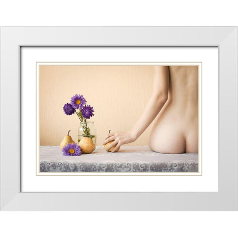 Pears White Modern Wood Framed Art Print with Double Matting by Kolotuschenko, Ewgenij