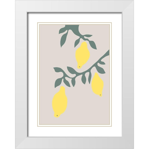 Lemons White Modern Wood Framed Art Print with Double Matting by Artographie Studio