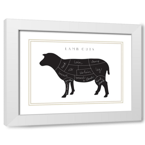 Lamb Cuts White Modern Wood Framed Art Print with Double Matting by Artographie Studio