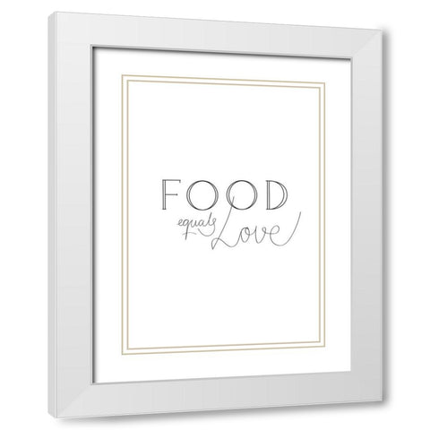 Food is Love White Modern Wood Framed Art Print with Double Matting by Artographie Studio