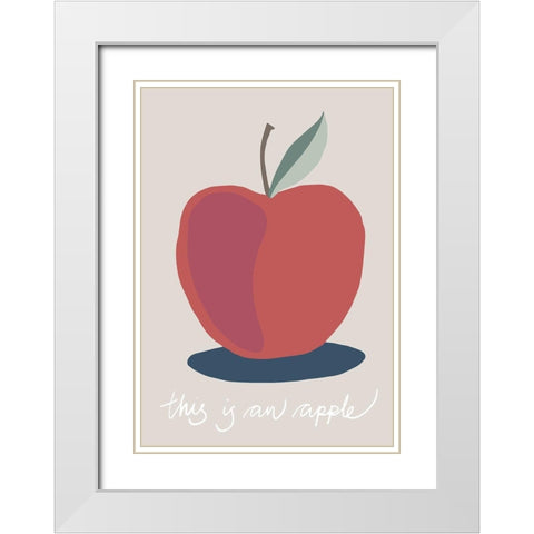 This is an Apple White Modern Wood Framed Art Print with Double Matting by Artographie Studio