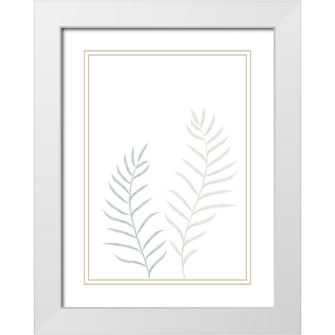 Pale Plants White Modern Wood Framed Art Print with Double Matting by Artographie Studio