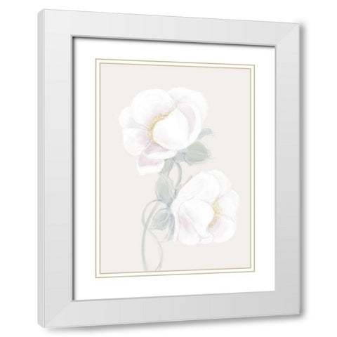 Lush Peony White Modern Wood Framed Art Print with Double Matting by Artographie Studio