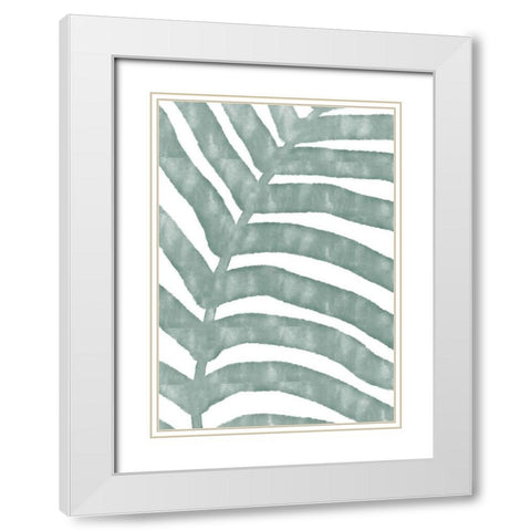 Palm Stripes White Modern Wood Framed Art Print with Double Matting by Artographie Studio